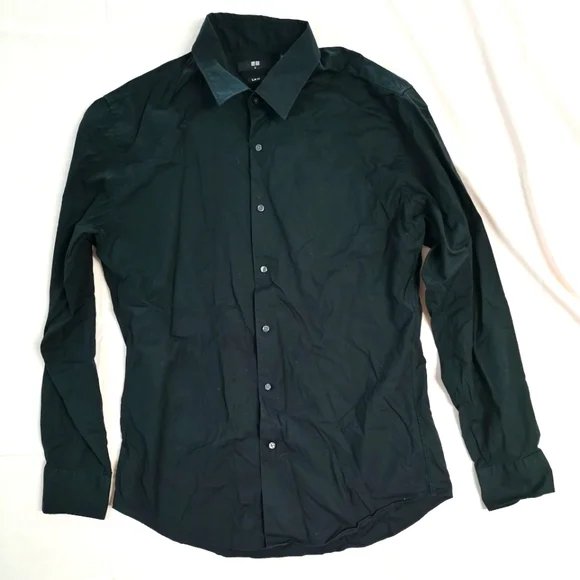 Uniqlo Men's Slim Fit Black Button Up Long Sleeve L RN139864 - Picture 1 of 5